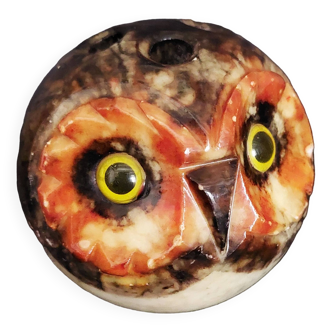 20th century alabaster marble owl pen holder