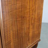 Pair of mid-century Italian walnut nightstands with glass top, 1950s
