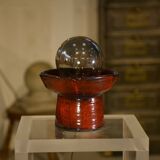 Red ceramic table lamp by Guillerme and Chambron 1980s