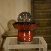 Red ceramic table lamp by Guillerme and Chambron 1980s