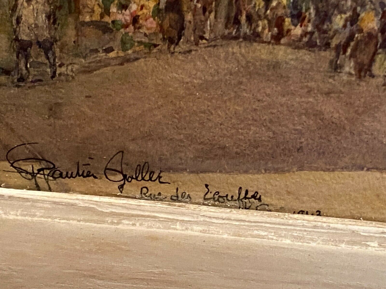 Watercolour view of Paris Rue des Ecouffes signed Gustave Gautier-Gallet 1880-1950