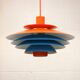Unique blue and orange pendant lamp by Form Light model 52610, Denmark 70s.
