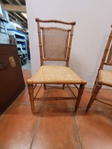 Paire de chaises enfants en bois bambou en merisier