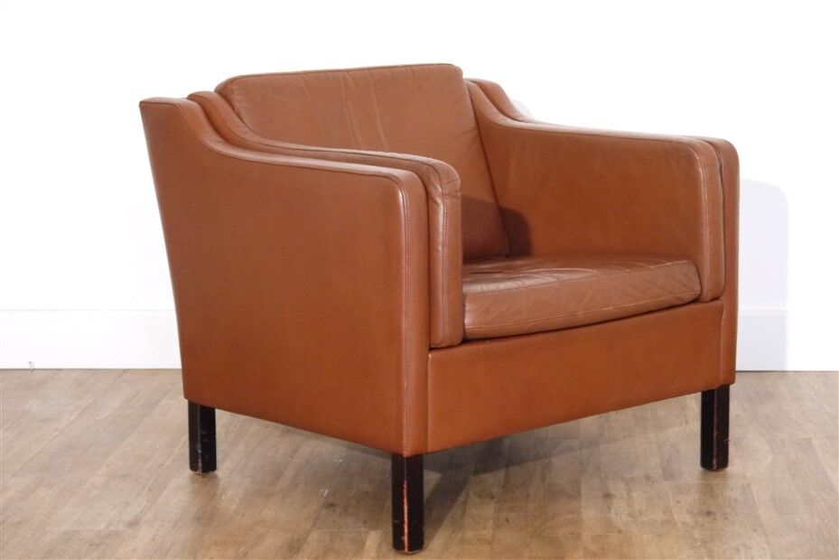 Danish armchair in cognac leather 1960