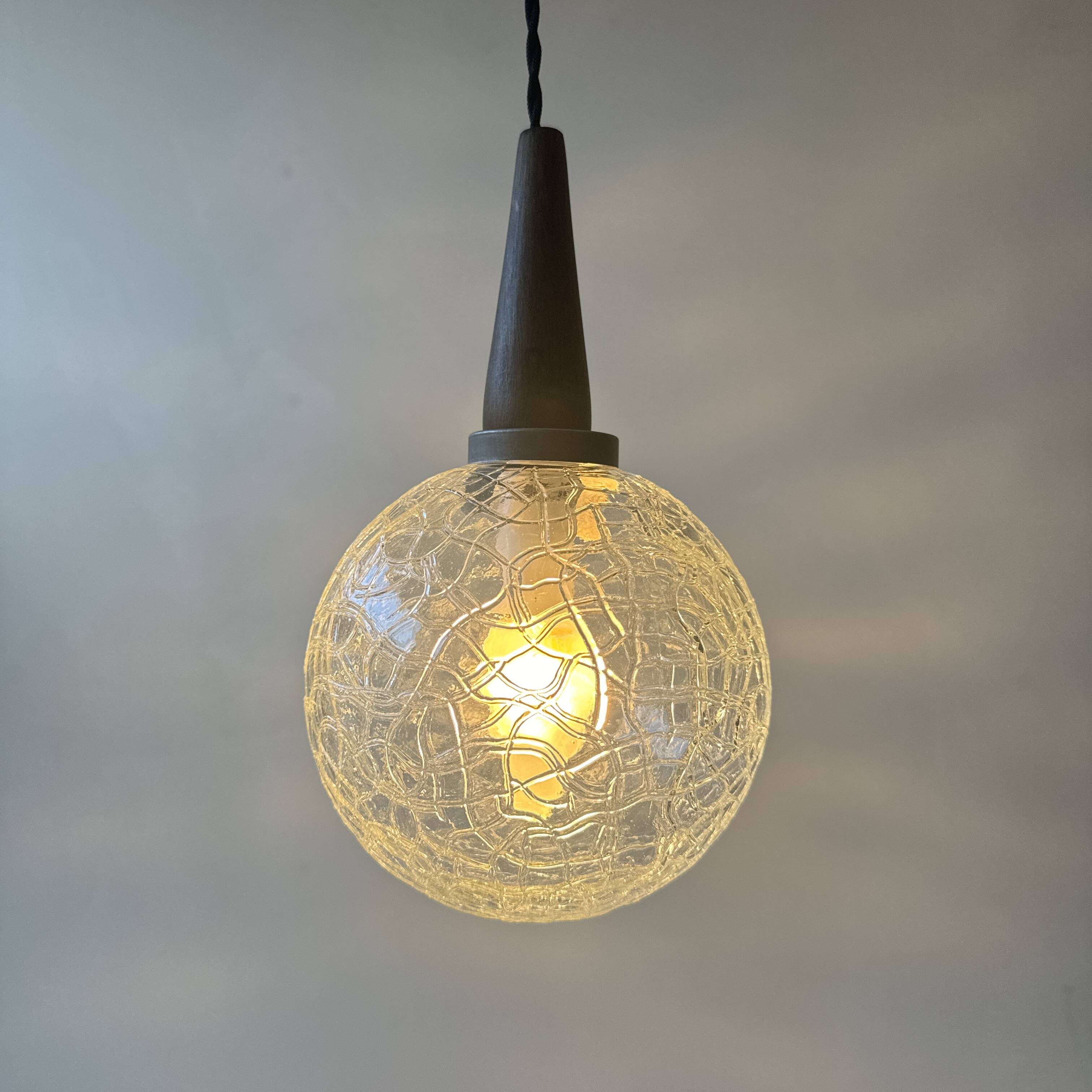 Pair of vintage textured glass pendants