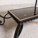 Table basse vintage avec 2 plateaux en verre avec impression des années 50