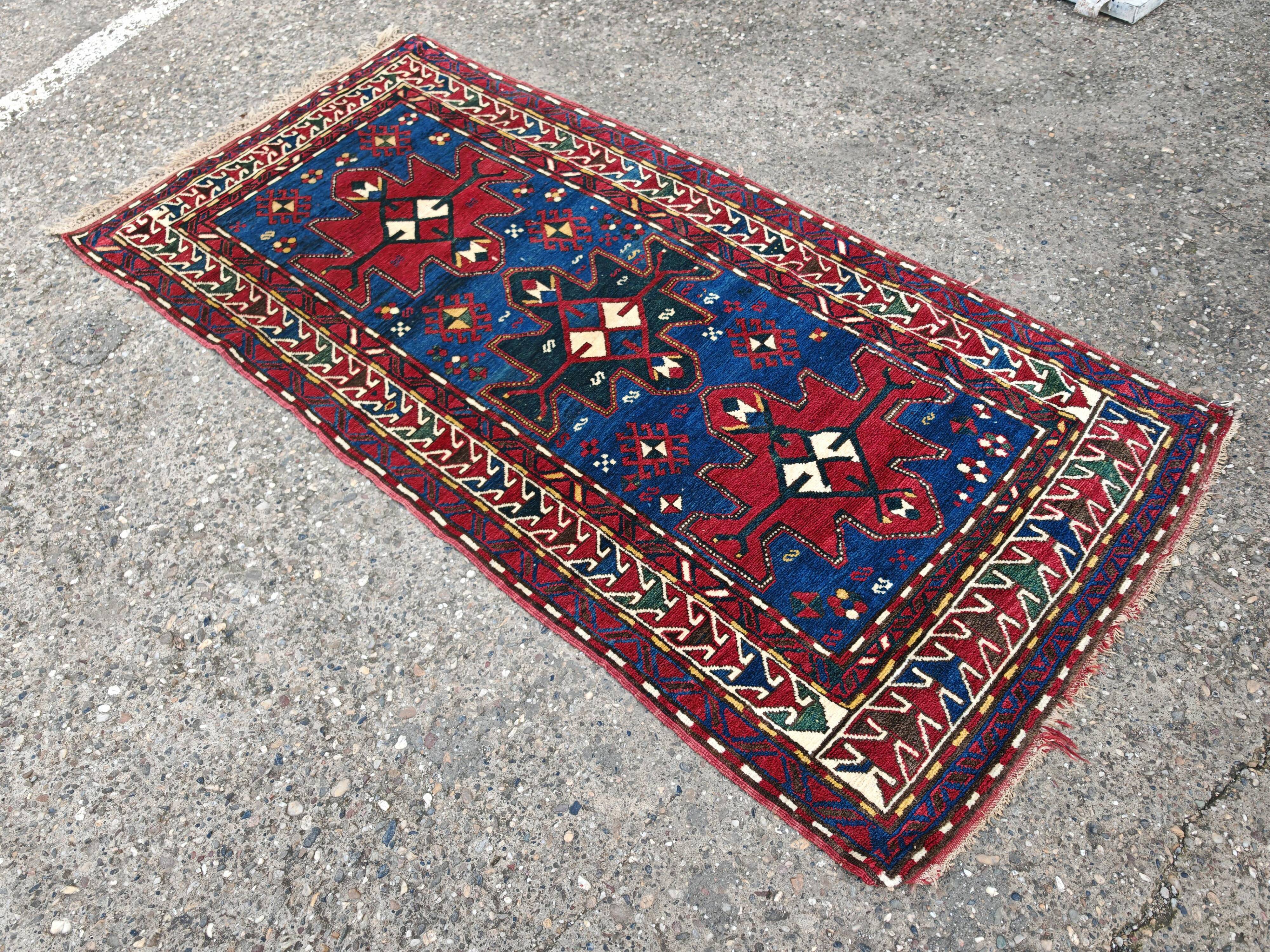 Antique Karabakh carpet, naturally dyed wool, Caucasus 19th century