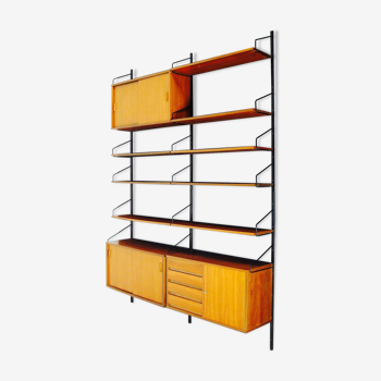 Modular teak and metal shelf "scandinavian design" 1950