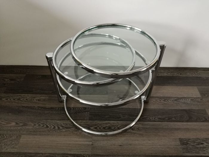 Steel coffee table and leitmotiv glass-swivel