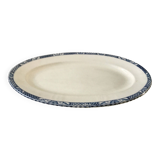 Oval dish in terre de fer bleu xixth