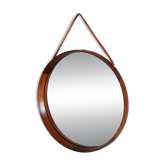 Round teak mirror Uno and Osten Kristiansson Luxus Vittsjö, Scandinavian