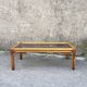 Rectangular coffee table in rattan and smoked glass 100x50