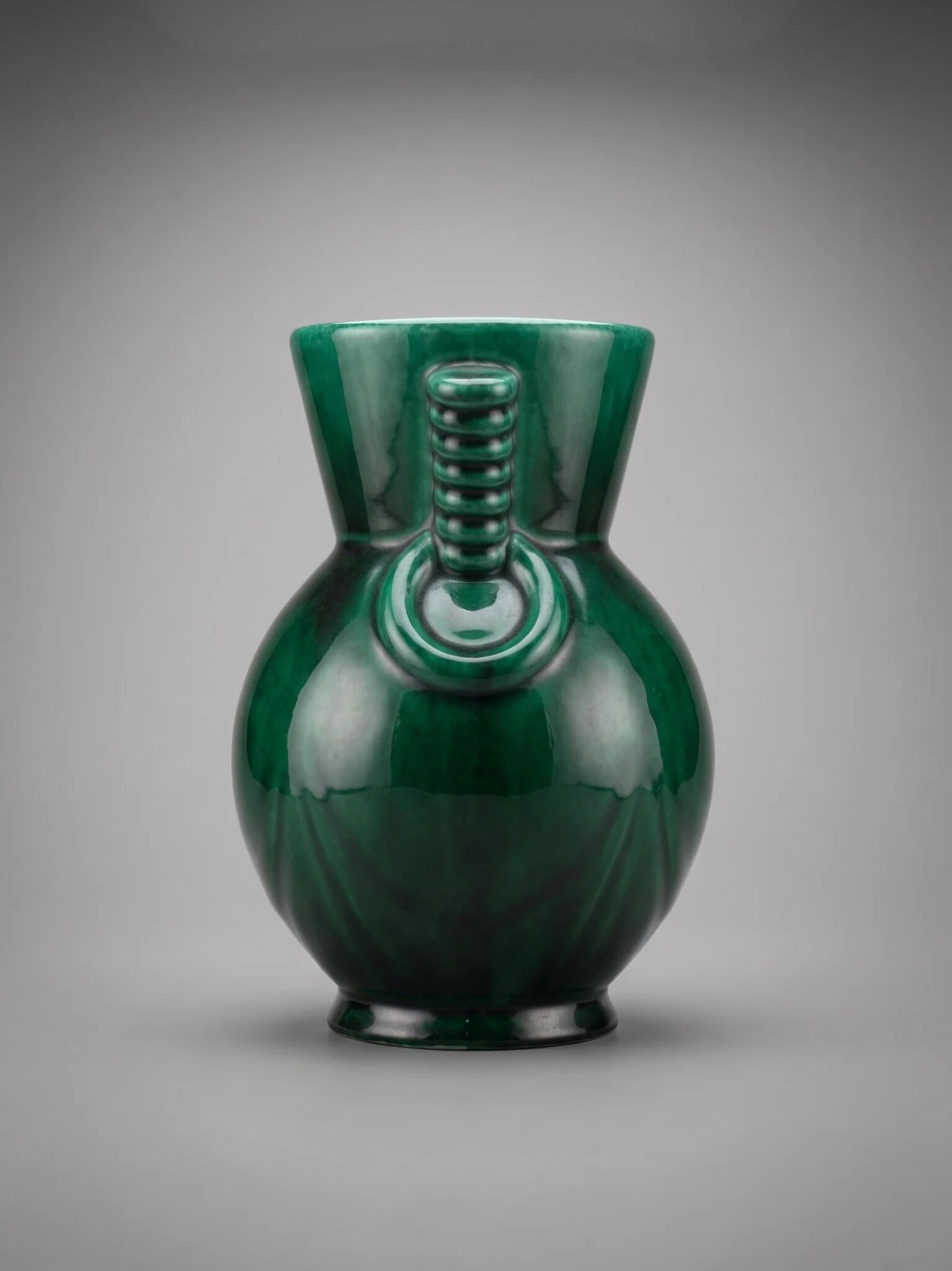Vase art déco Saint-Clément 4159 signé Blanche Letalle – vert malachite