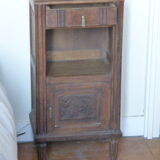 Chevet en bois et marbre rose fleurs ciselés art deco