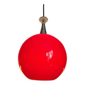 Suspension Space Age in opaline enamel with chrome finish, circa 1960.