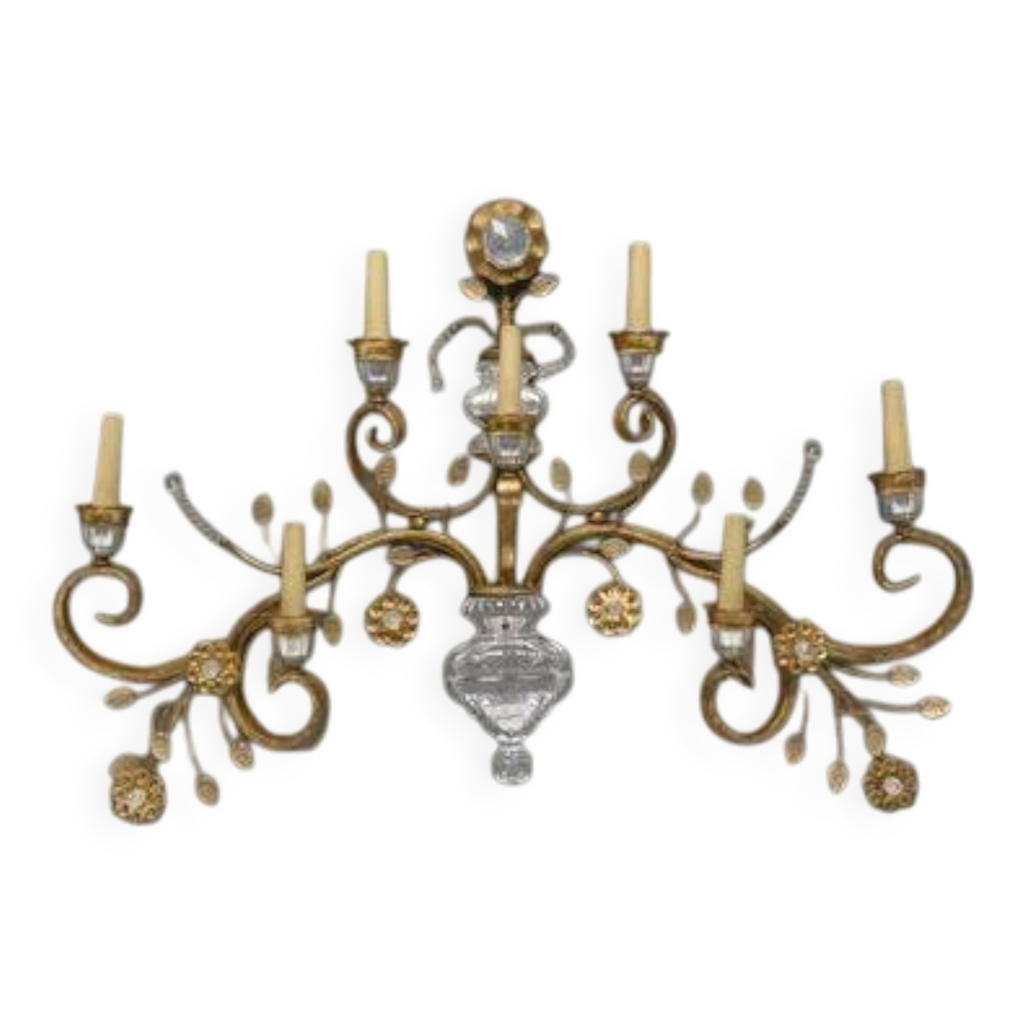 Large seven-light wall light, attributed to Maison Baguès