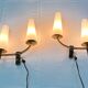 Paire d'appliques doubles en laiton et opaline, Maison Arlus, France, Mid-Century