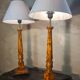 Pair of lamps in Bakelite wood style, 68x30, new lampshade, electrical working, very elegant.
