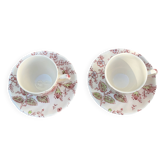 Pair of coffee cups in English earthenware Johnson Brothers Rose Chintz