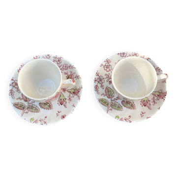 Paire de tasses à café en faïence anglaise Johnson Brothers Rose Chintz