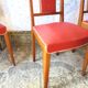 Set of 5 wooden chairs and red skaï
