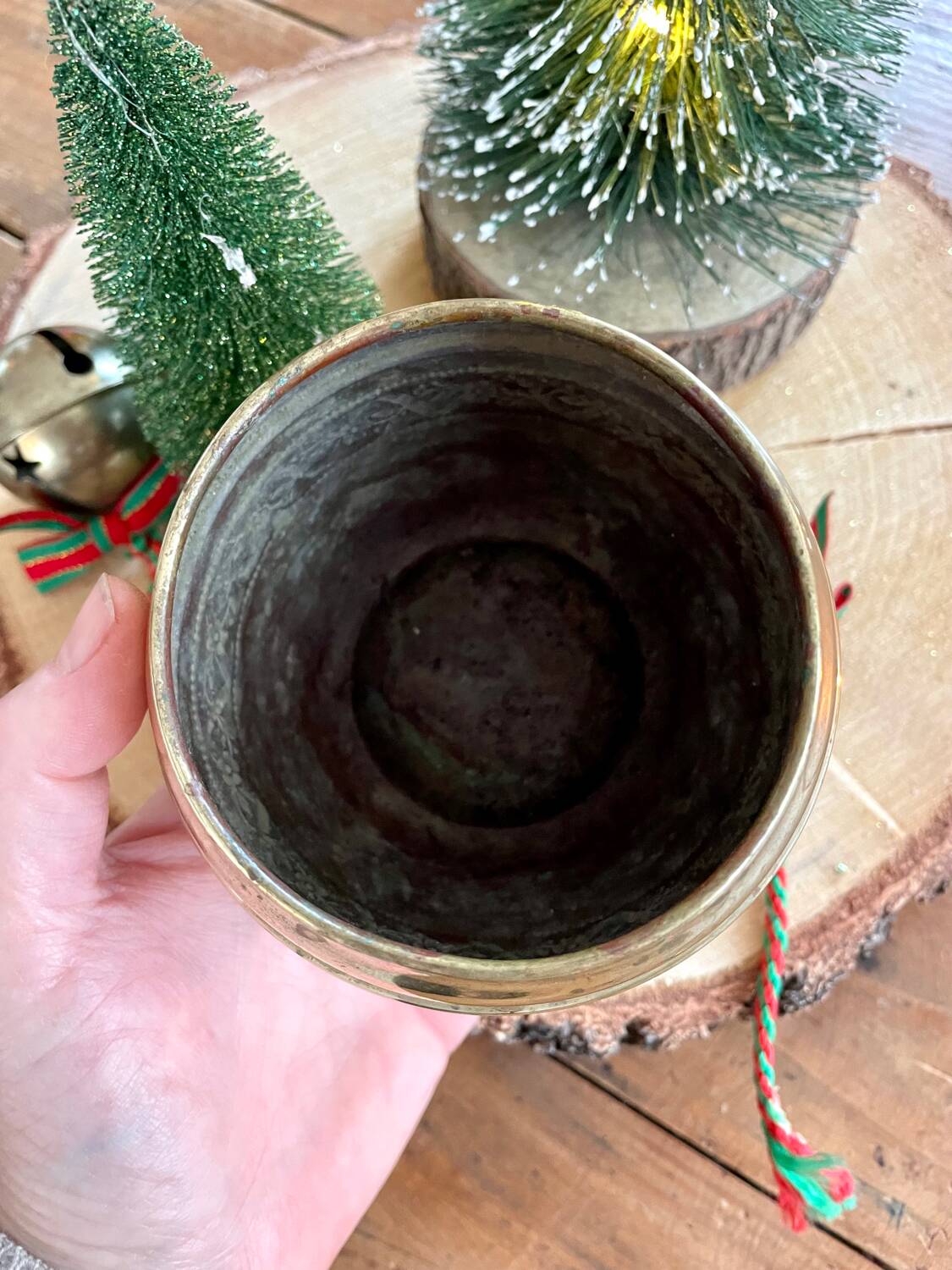 Antique brass flowerpot