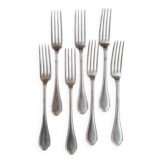 Set of 7 silver-plated dessert forks from Ravinet d'Enfert