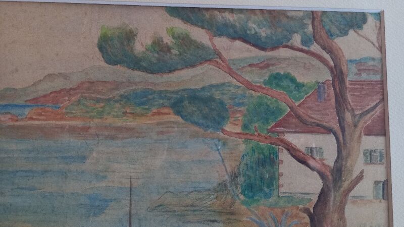 Old painting, watercolor "the Sharp", emblematic of Provence