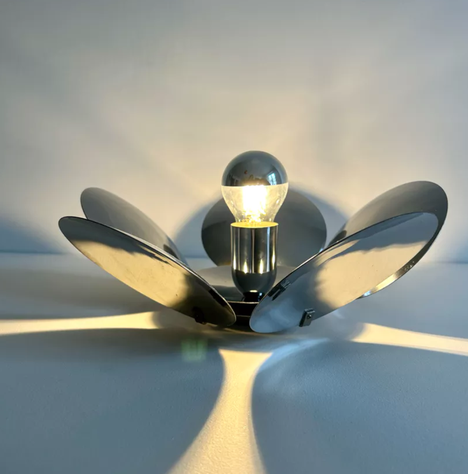 Vintage wall lamp in chromed metal France 1970