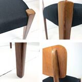 Lot de 2 chaises vintage Mid-Century en bois design danois assise noire sty