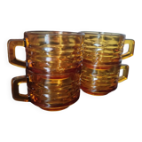 Set of 4 Vereco amber glass cups