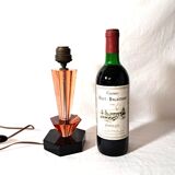 Art Deco Style Table Lamp Base in Black and Pink Bohemian Crystal