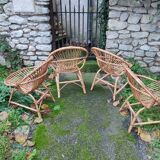 Suite of 4 vintage basket armchairs 1960