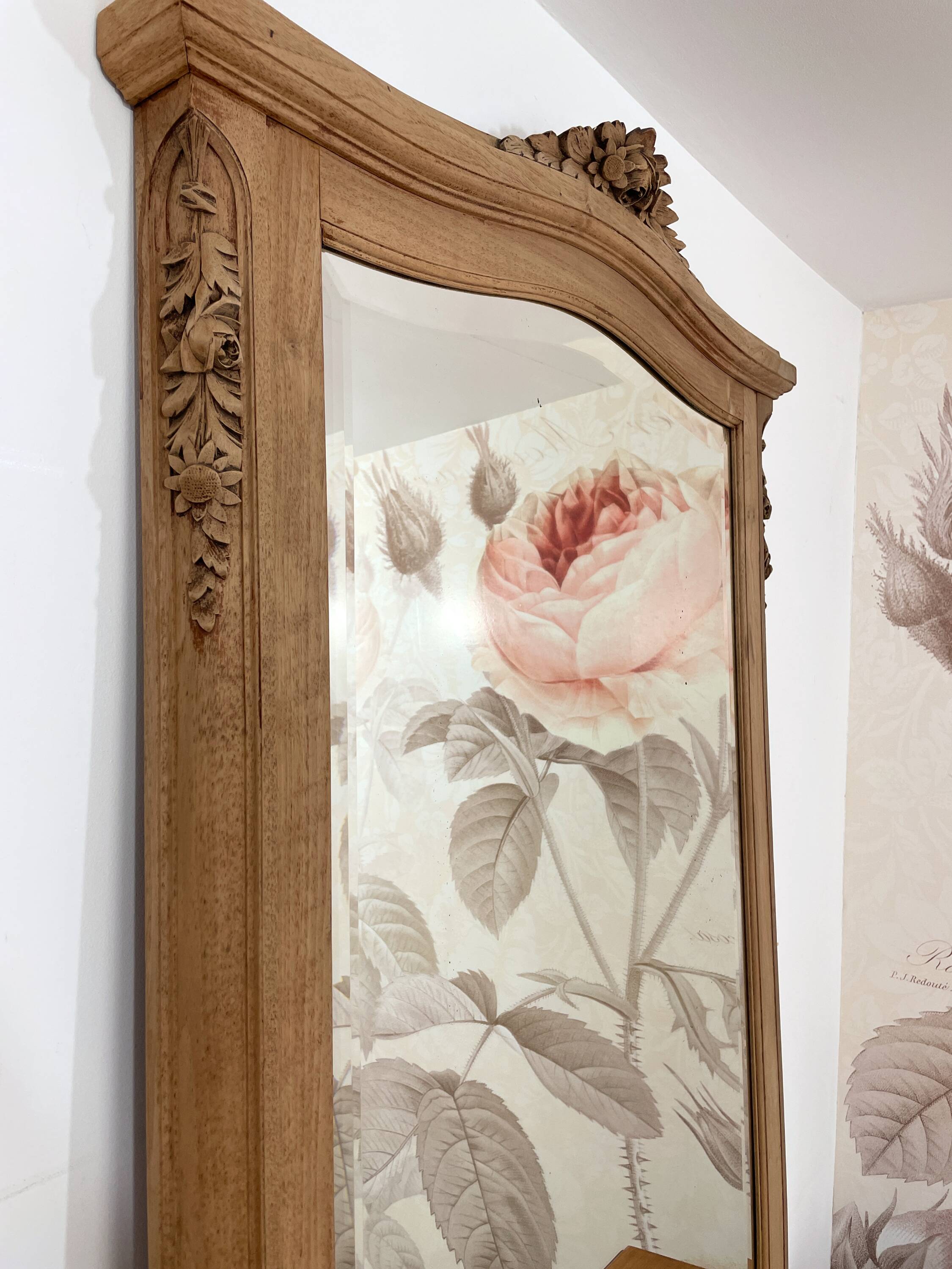 Large antique carved wooden mirror – Louis XV style – 140 x 90 cm