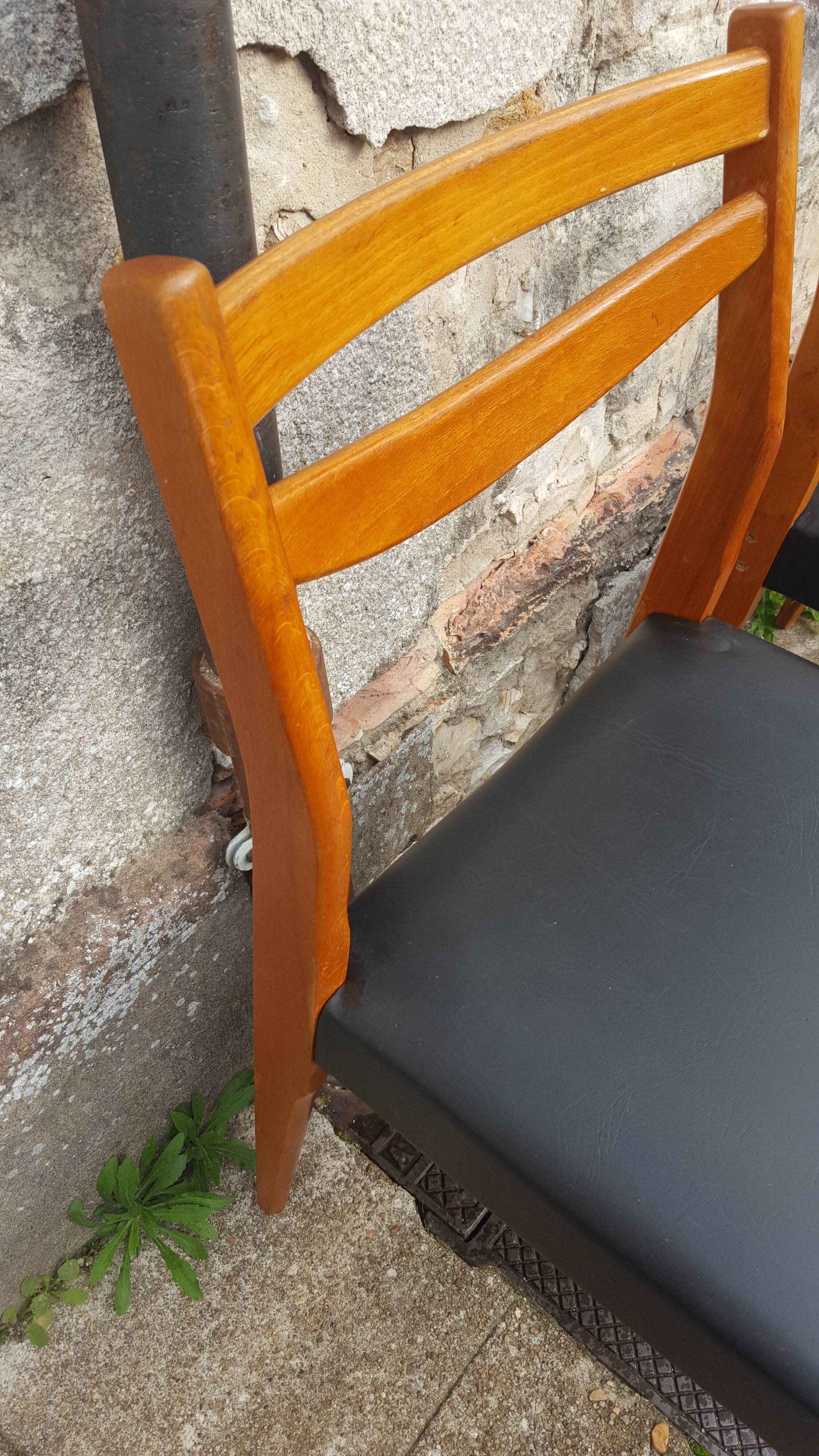 6 scandinavian chairs vintage beech and skai