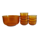 Lot salad bowl codec and 7 cups frosted amber glass sierra 70s