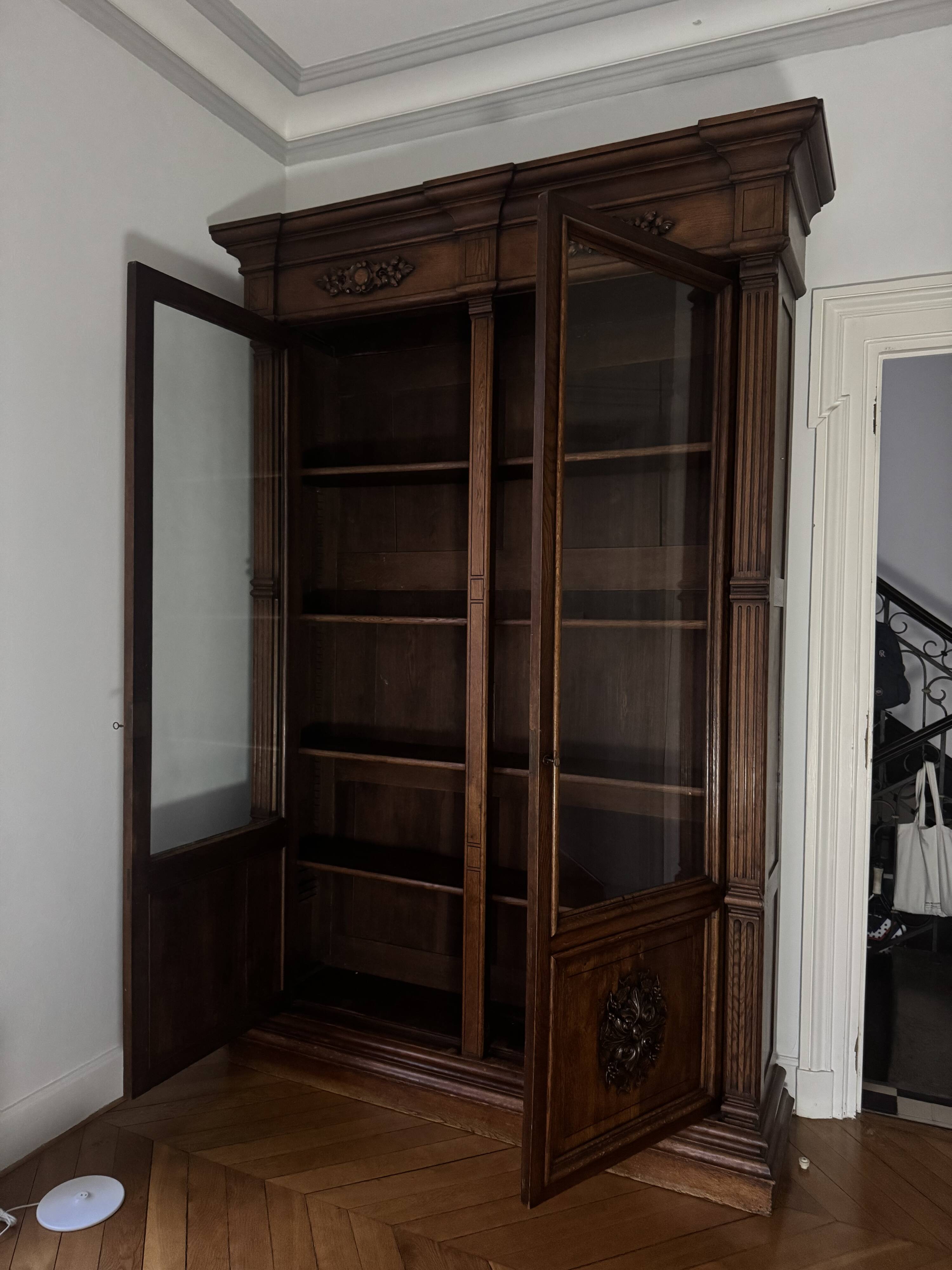 large antique solid wood wardrobe