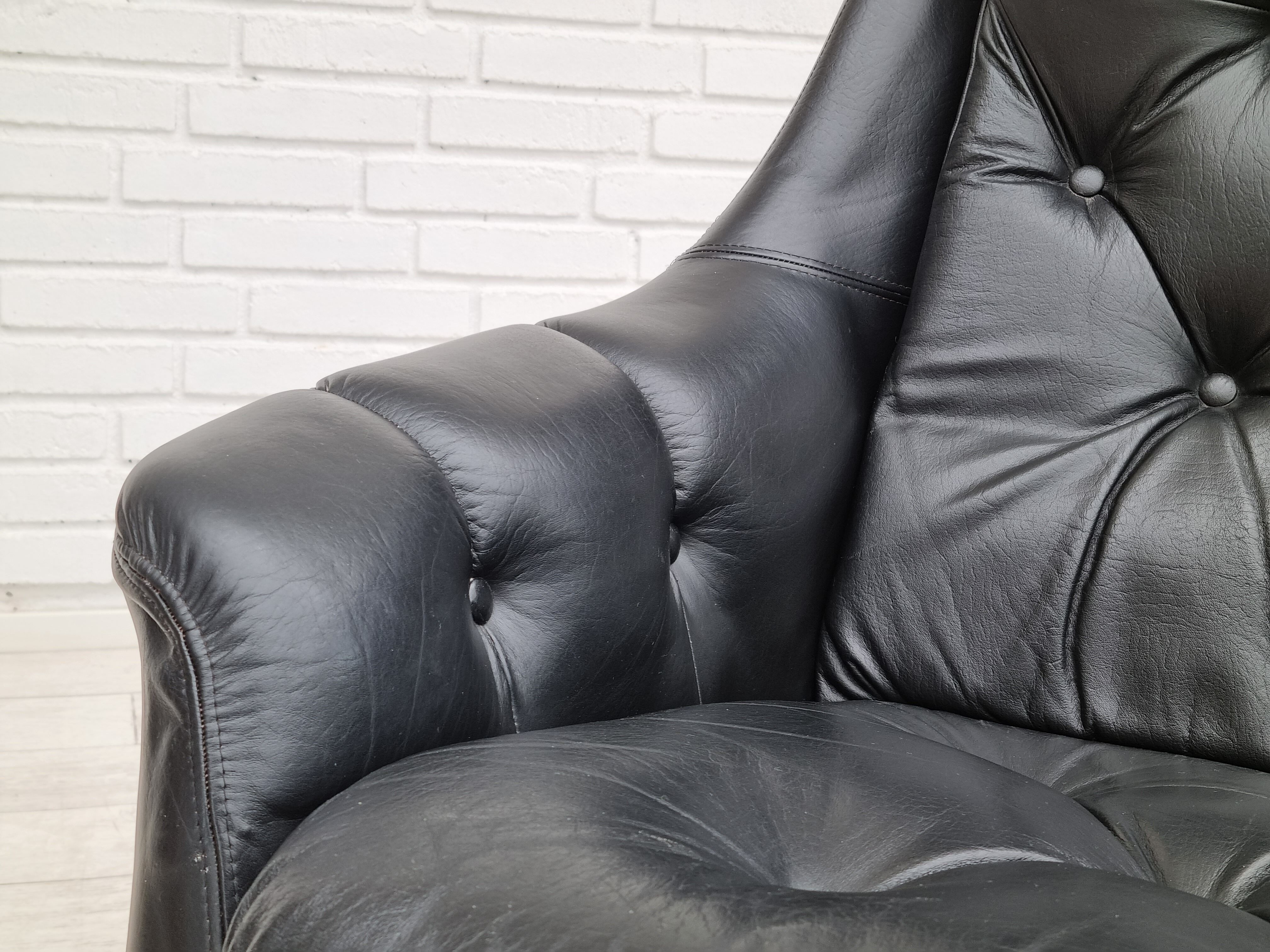 Fauteuil en cuir pivotant danois vintage