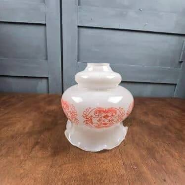 Vintage orange flower globe – Opal glass lampshade with a seventies design