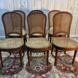 Série de 6 chaises cannées de style Louis XVI