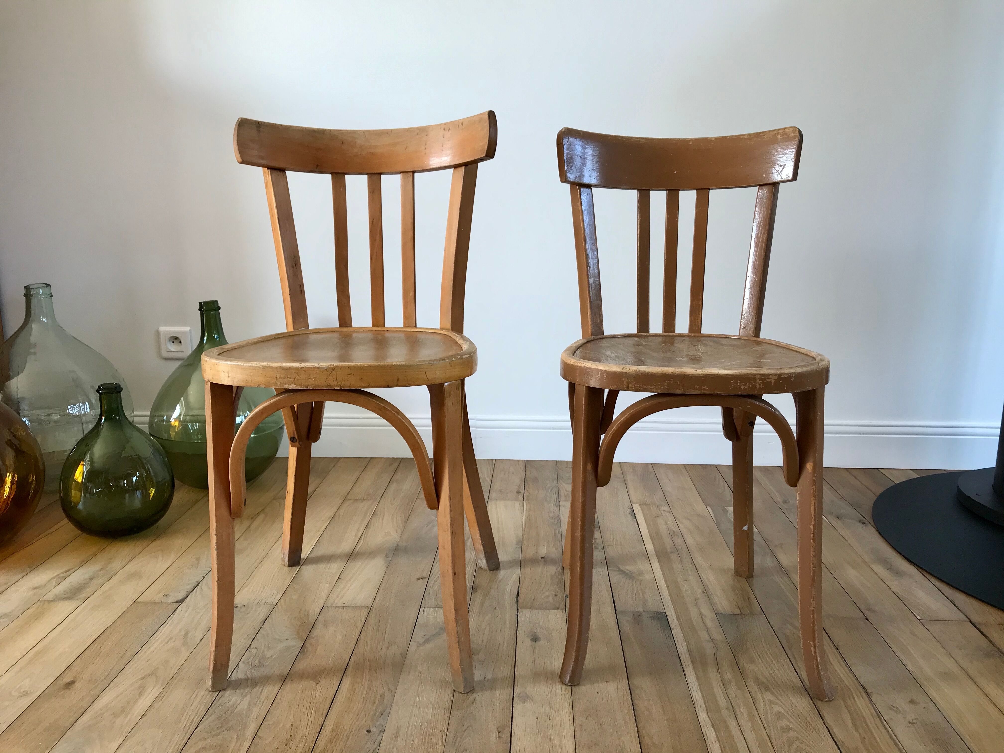 Duo of bistro chairs style Baumann vintage 40s-50s