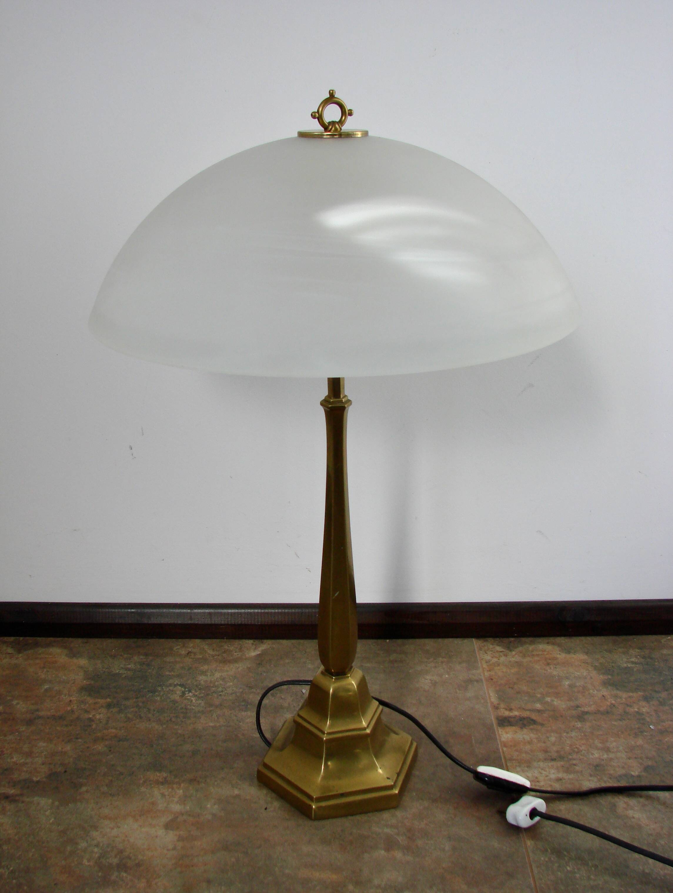 1940s Art Deco brass lamp | 2x E27 | Glass | Vintage