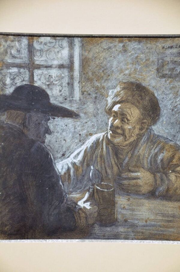 Alphonse Lévy dit Alan Levy pastel original scène de taverne