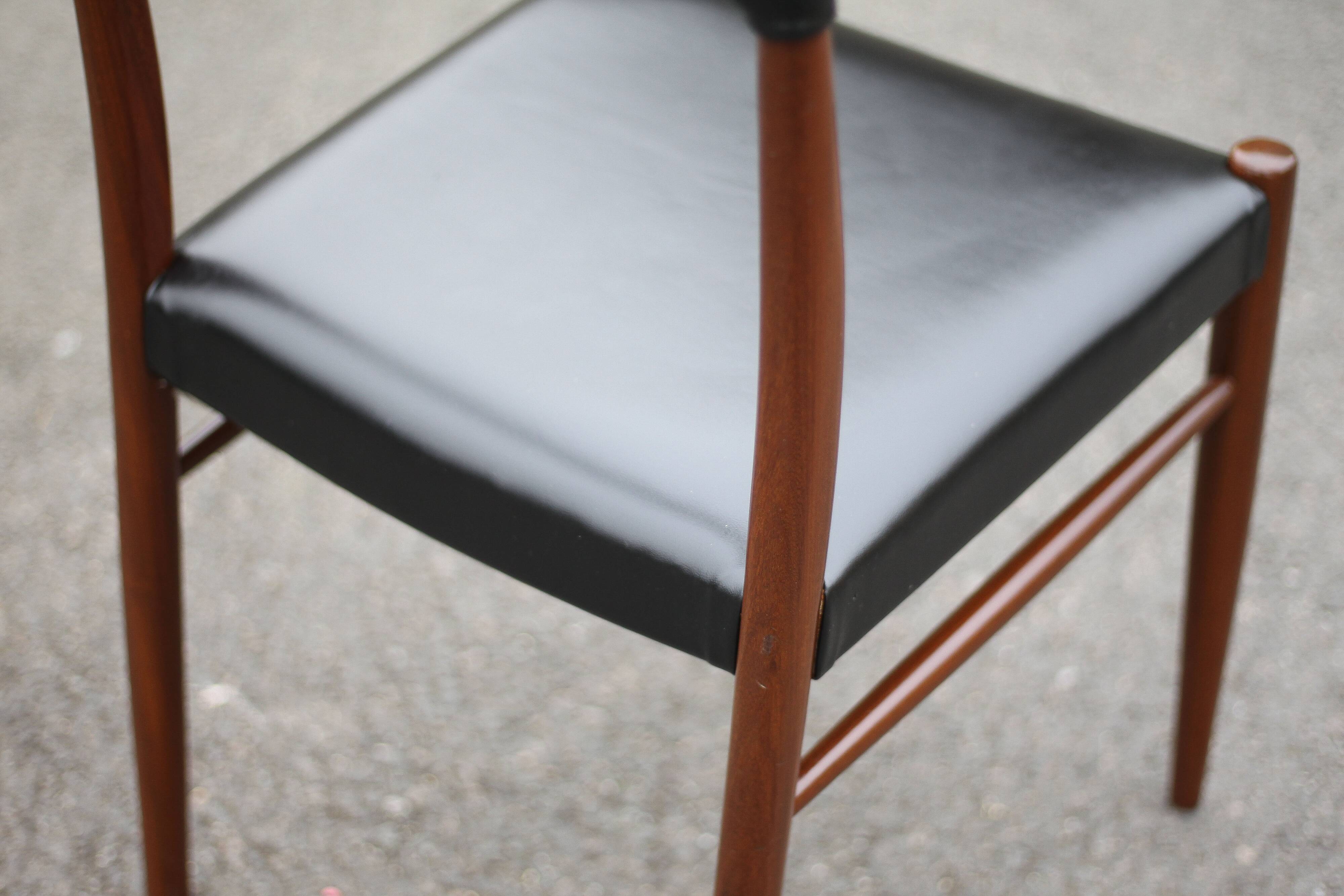 Scandinavian chair, vintage Scandinavian teak and black leatherette chair, living room chair