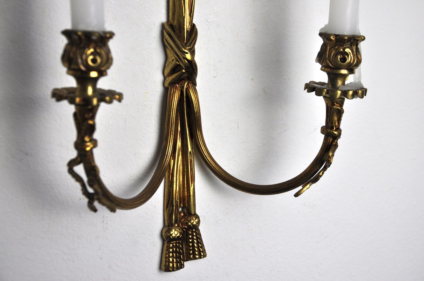 Pair of brass candlesticks, France, 1980