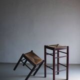 Vintage stool and bar stool with rush seats | Italy | 1970s
