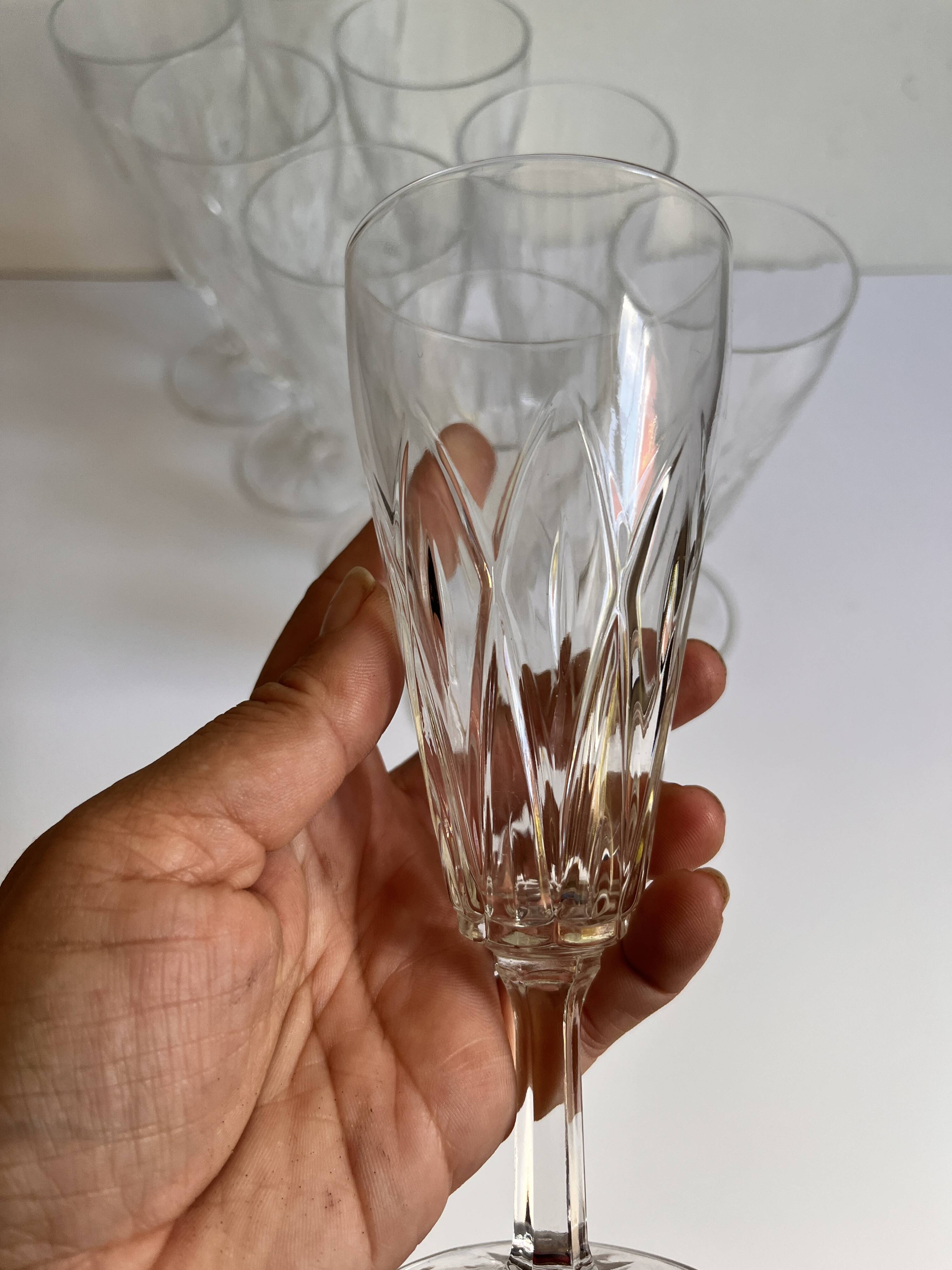 Champagne flutes, cut glass
