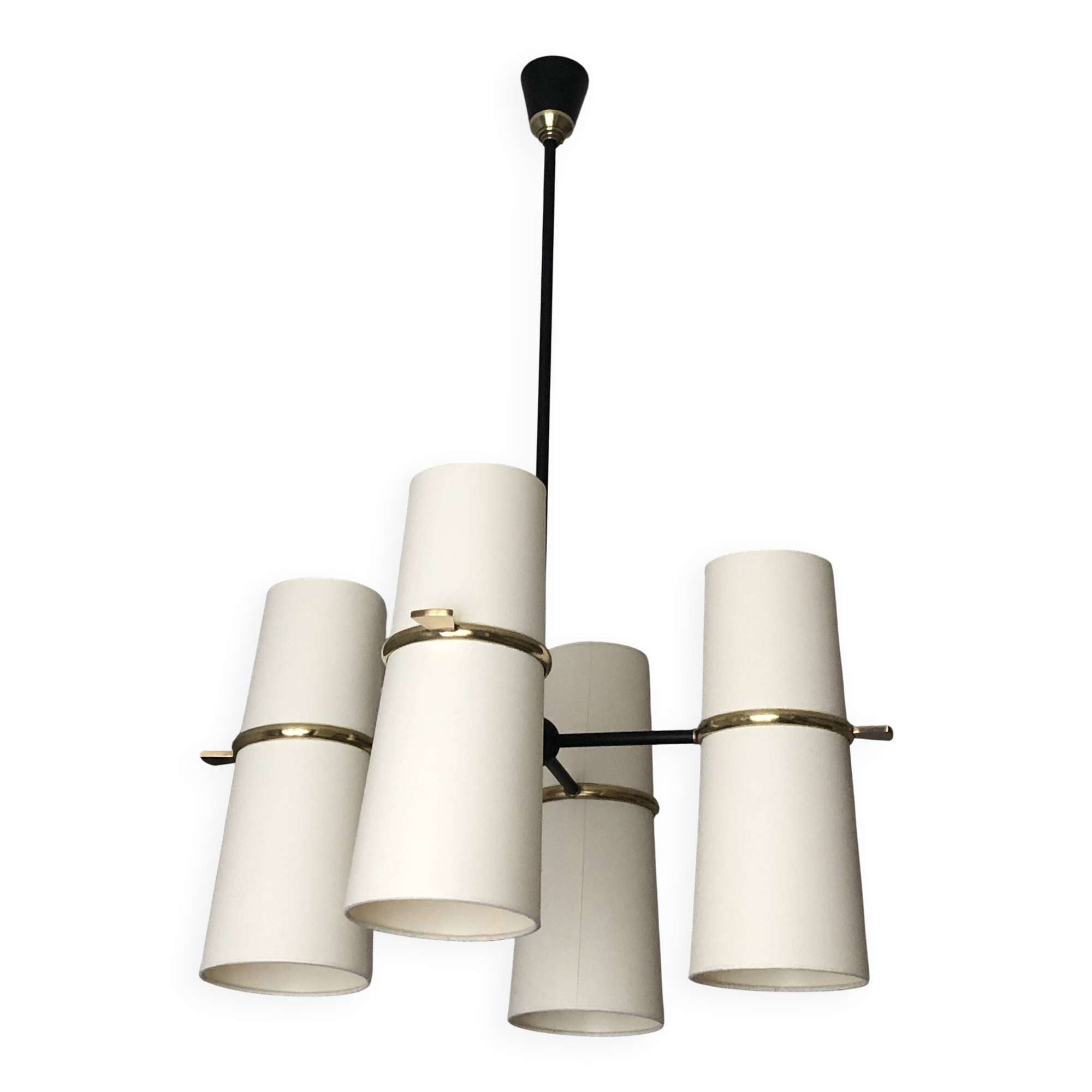 Lustre diabolical 8 lights Maison Lunel 1950