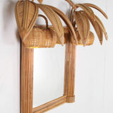 Lighted mirror in rattan 100x80cm