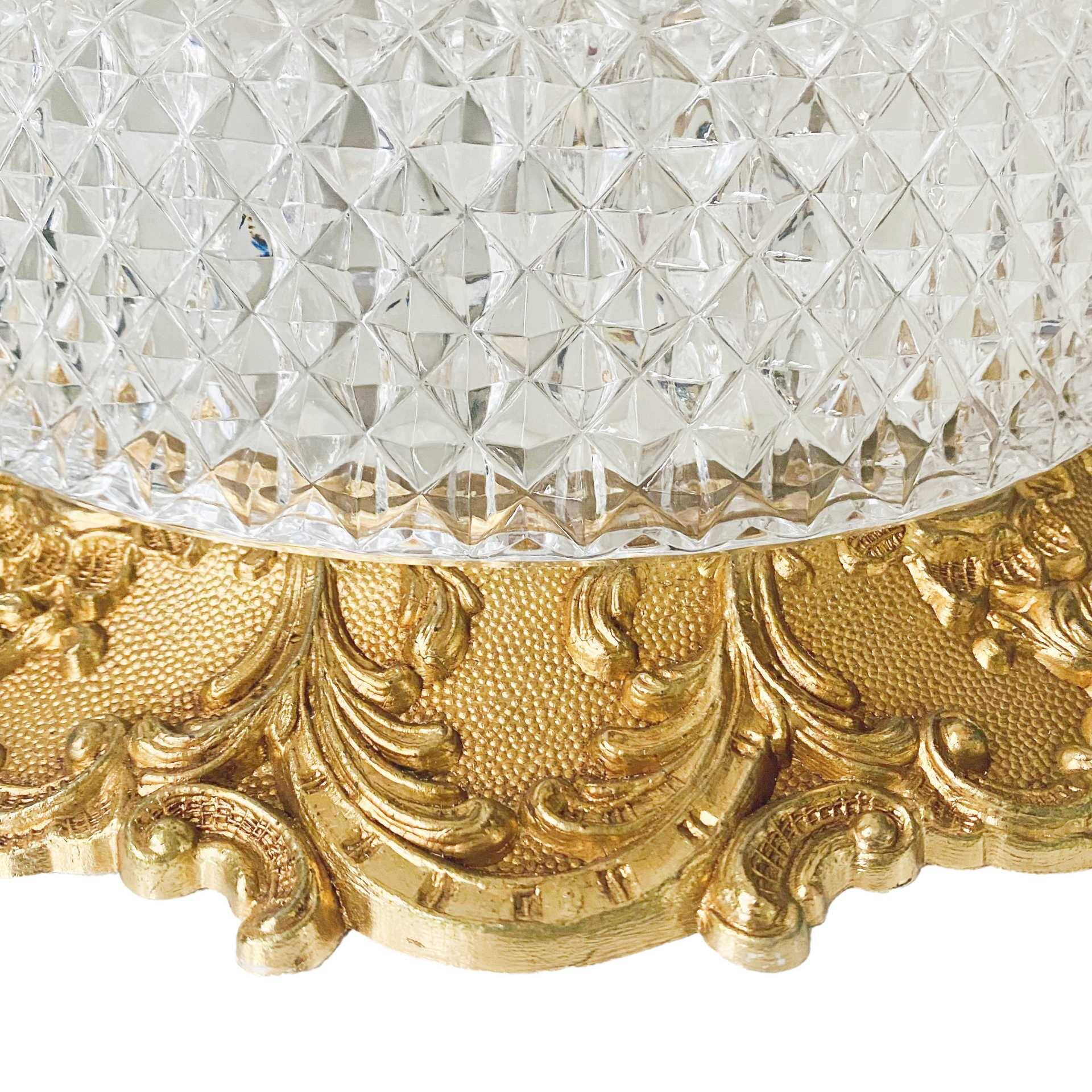 Baroque Ceiling Lamp Brass Facet Cut Glass Ceiling Lamp French Lily